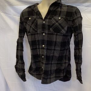 Urban pipeline, black button up flannel shirt